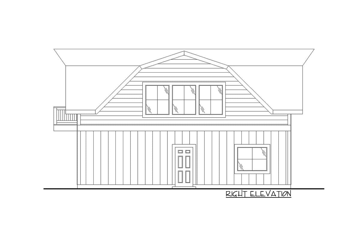Plan 35205GH: 781 Square Foot Barn-like ADU with Gambrel Roof - Image #5 - Barndominium, Carriage, Country, Craftsman, Mountain, Rustic