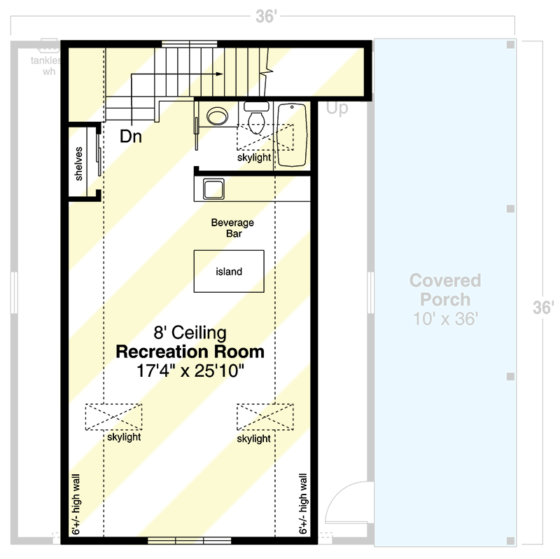 Plan 72364DA: Country-style 2-Car Detached Garage with Rec Room Above - Floor Plan - 2nd Floor - Country, Traditional