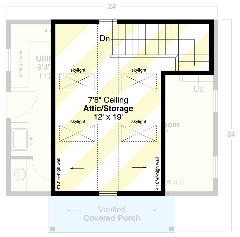 Plan 72365DA: Compact Backyard Cottage 720 Square Foot ADU - Floor Plan - 2nd Floor - Cottage, Country, Farmhouse