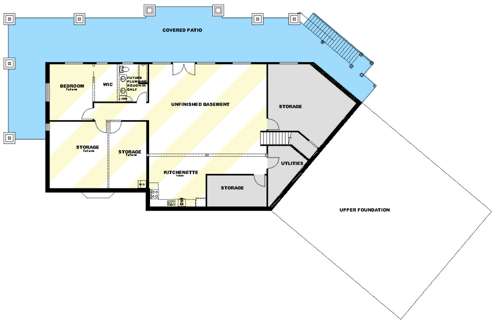 Plan 35304GH: 2800 Square Foot Angled Ranch with Bonus and Lower Level Expansion - Floor Plan - Lower Level - Mountain, New American, Ranch, Rustic