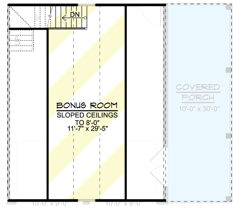 Plan 135189GRA: 721 Square Foot Detached 2-Car Garage with Half Bath and Bonus - Floor Plan - 2nd Floor - Country, Traditional