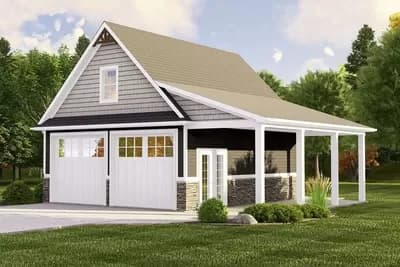721 Square Foot Detached 2-Car Garage with Half Bath and Bonus