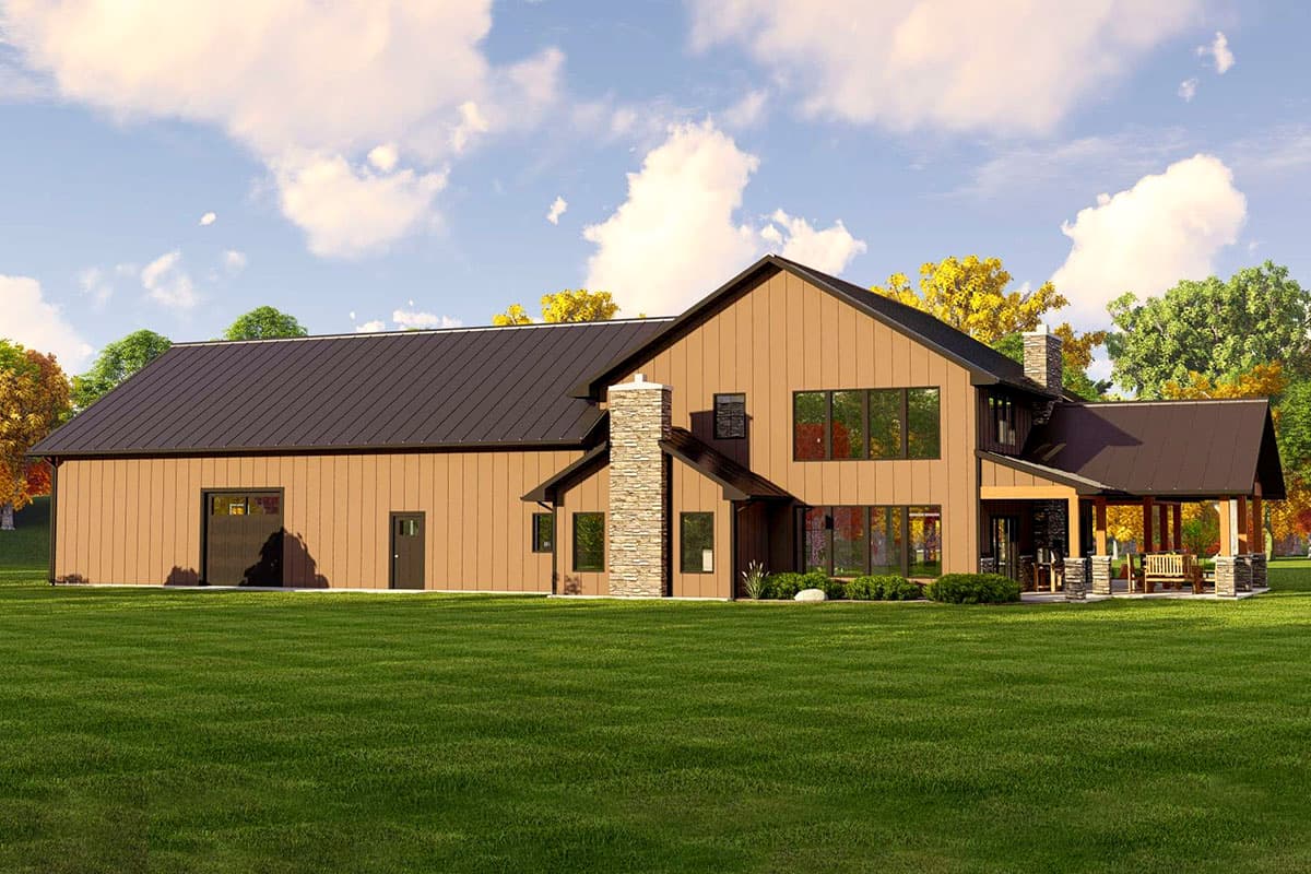 Plan 135190GRA: 2-Bed Barndo Under 3000 Square Feet with a Home Office and Sunroom - Image #4 - Barndominium, Country, Rustic, Traditional