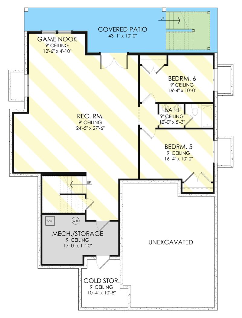 Plan 490075NAH: 2-Story 2800 Square Foot Home Plan with 2-Story Great Room - Floor Plan - Optionally Finished Walkout Foundation - Country, Craftsman, New American, Northwest, Traditional, Transitional