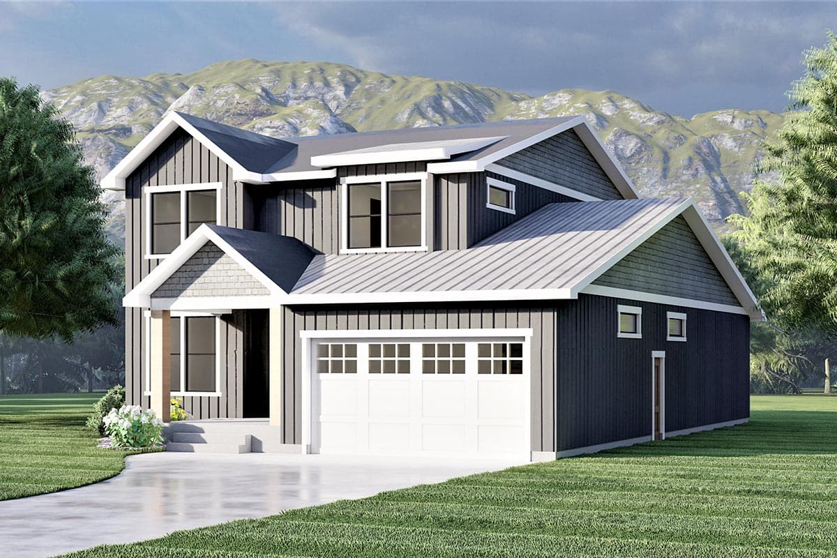 Plan 490075NAH: 2-Story 2800 Square Foot Home Plan with 2-Story Great Room - Image #5 - Country, Craftsman, New American, Northwest, Traditional, Transitional