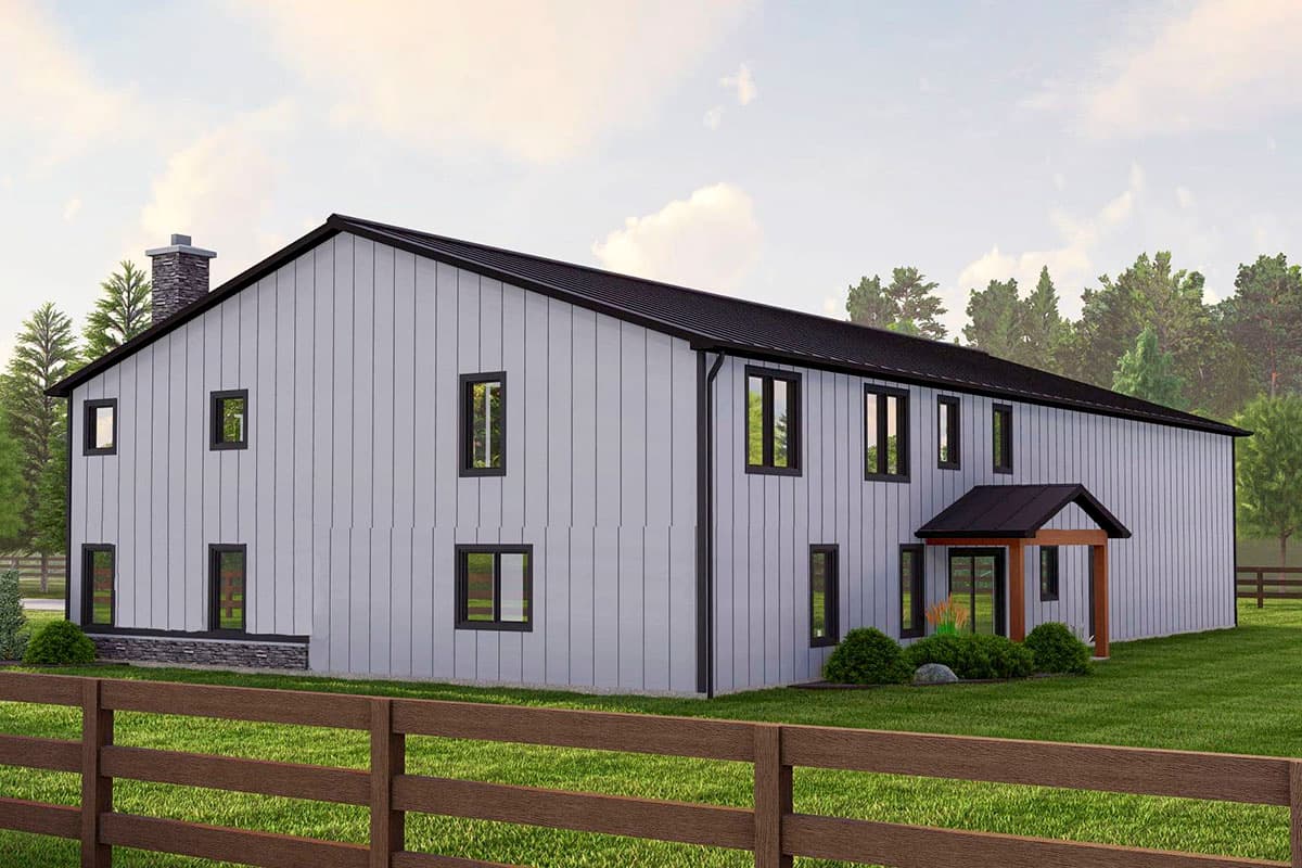 Plan 135192GRA: Barndominium with Front-Entry Garage and 2-Story Great Room - Image #4 - Barndominium, Country, Rustic, Southern, Vacation