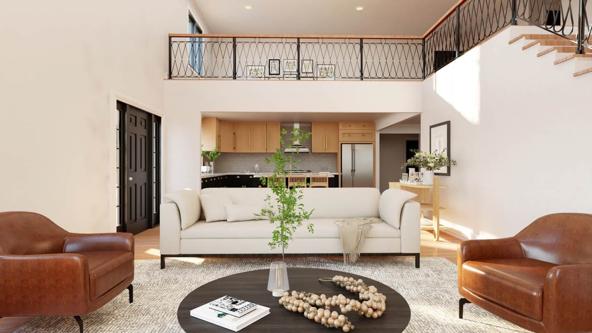 Plan 135192GRA: Barndominium with Front-Entry Garage and 2-Story Great Room - Image #7 - Barndominium, Country, Rustic, Southern, Vacation