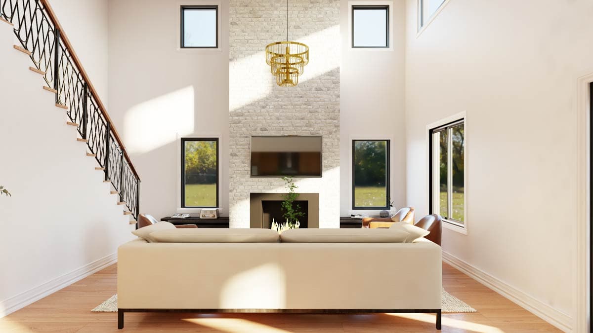 Plan 135192GRA: Barndominium with Front-Entry Garage and 2-Story Great Room - Image #9 - Barndominium, Country, Rustic, Southern, Vacation