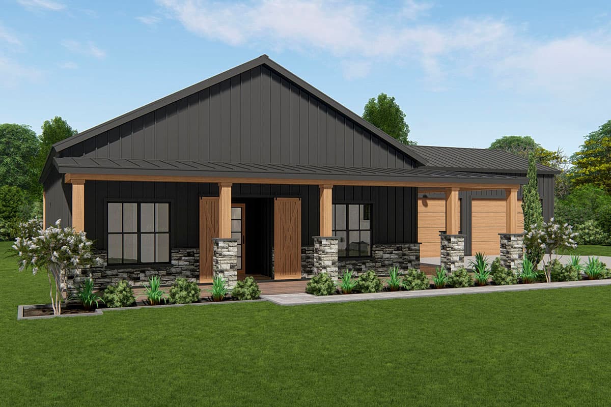 Plan 25426TF: 3-Bed Barndominium Plan with 4-Car Garage / Shop - 2381 Sq Ft - Image #10 - Barndominium, Country, Craftsman, Ranch, Rustic