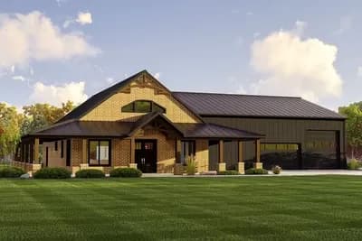 4 Bed 4100 Square Foot Barndo-style House Plan with RV Garage and Man Cave