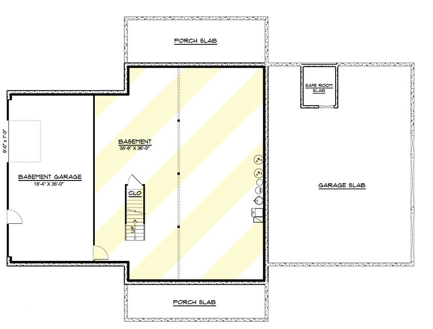 Plan 135197GRA: One-Story 3-Bed House Plan Under 2500 Square Feet with Drive-Under Garage - Floor Plan - Unfinished Lower Level - Country, Farmhouse, Modern Farmhouse, New American, Ranch, Rustic