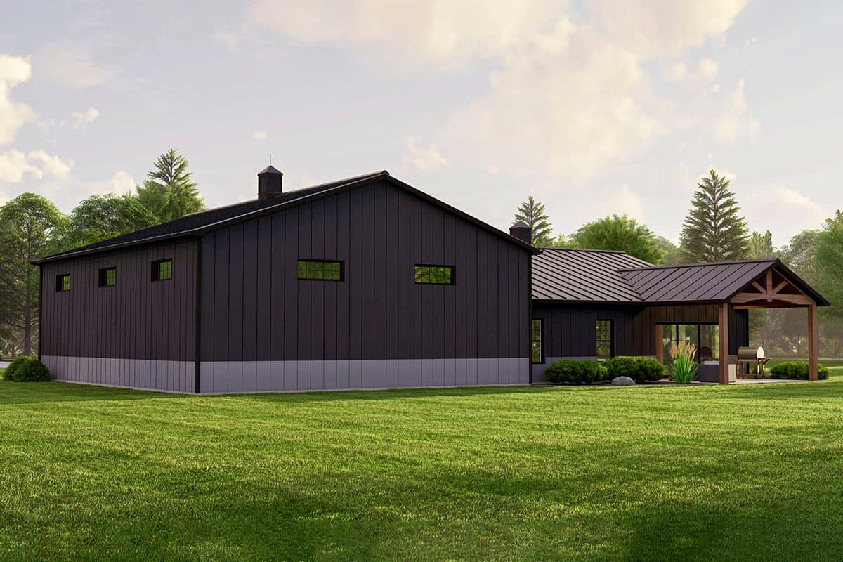 Plan 135198GRA: Modern 2-Bed Barndominium House Plan with Large Shop Garage - Image #4 - Barndominium, Country, Modern Farmhouse, Ranch, Southern