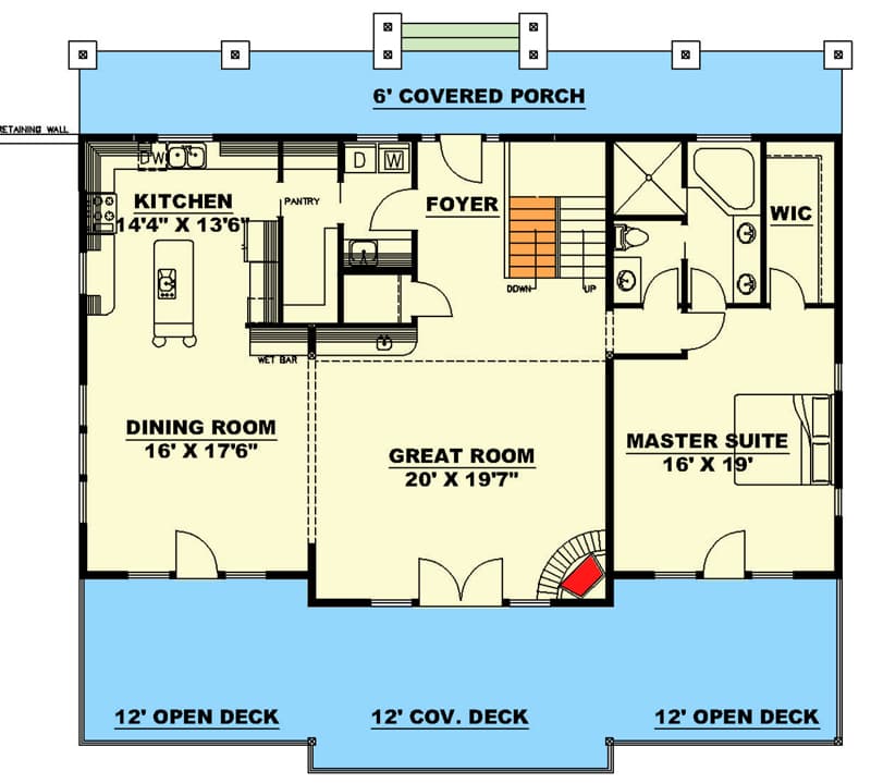 Plan 35391GH: Mountain Craftsman Home Plan with Lower-level Garage - Floor Plan - Main Level - Country, Craftsman, Mountain, Rustic