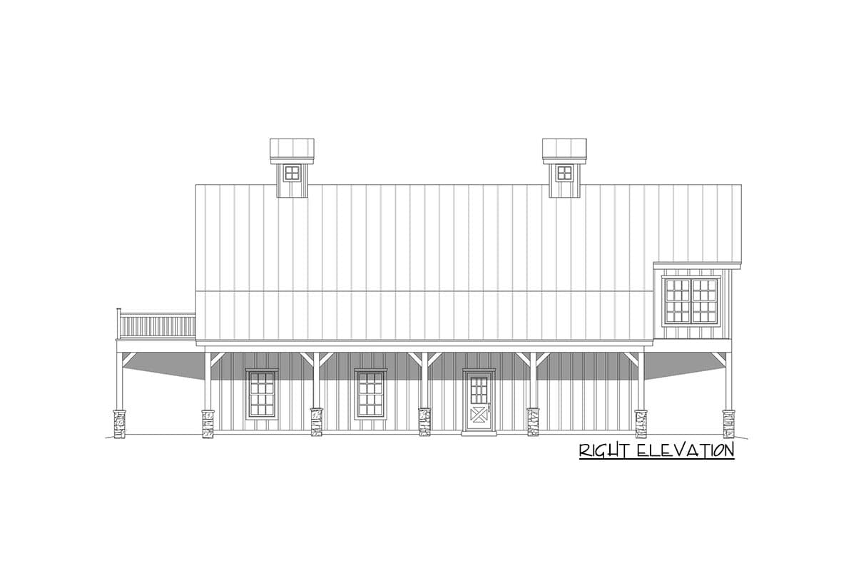 Plan 680036VR: Rustic 4-Stall Barn with 3-Bed Home Above - 1816 Sq Ft - Image #5 - Country, Rustic