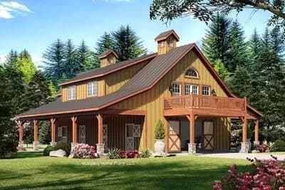 Rustic 4-Stall Barn with 3-Bed Home Above - 1816 Sq Ft
