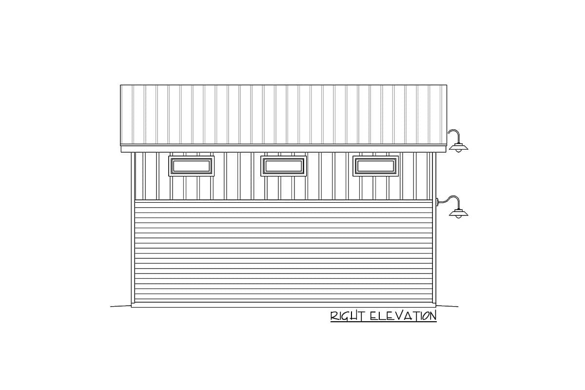 Plan 680038VR: 800 Square Foot RV-Friendly Garage with Roomy Loft Above - Image #5 - Contemporary, Modern