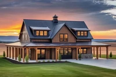 Country Farmhouse Home Plan with 360 Degree Wraparound Porch - 2211 Sq Ft