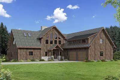 Rustic Mountain Home Plan for Rear-sloping Lot 