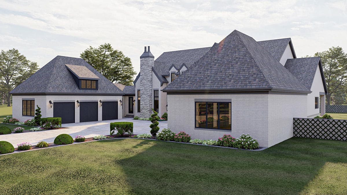 Plan 623157DJ: 5-Bed Transitional Home Plan Under 5500 Square Feet with Courtyard Parking for 6 Cars - Image #7 - Contemporary, Country, European, Southern, Transitional