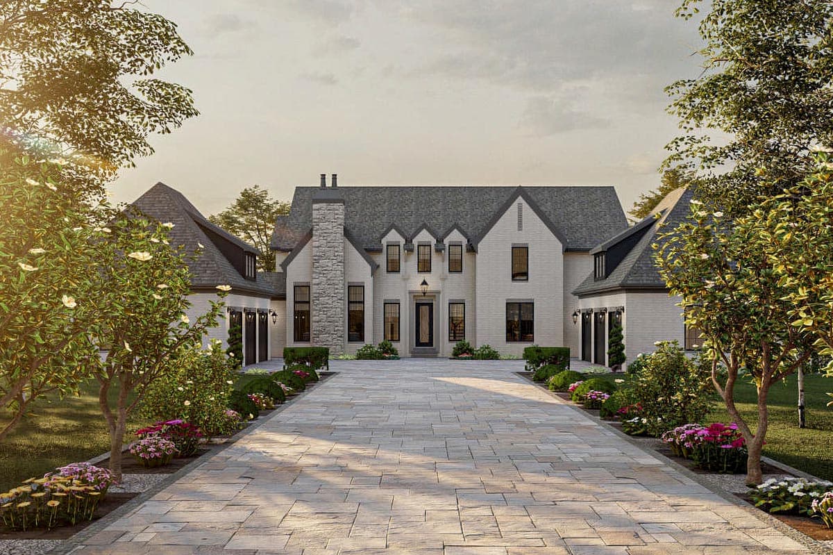 Plan 623157DJ: 5-Bed Transitional Home Plan Under 5500 Square Feet with Courtyard Parking for 6 Cars - Image #8 - Contemporary, Country, European, Southern, Transitional