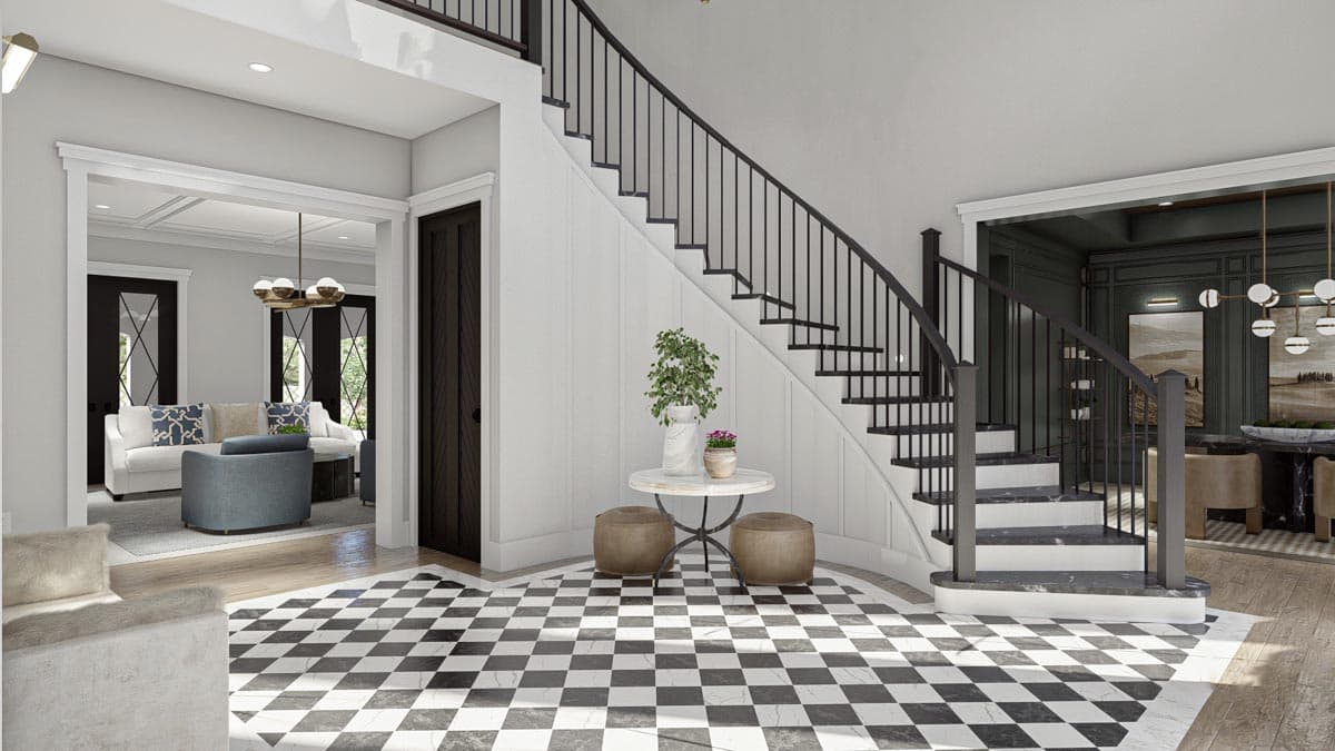 Plan 623157DJ: 5-Bed Transitional Home Plan Under 5500 Square Feet with Courtyard Parking for 6 Cars - Image #10 - Contemporary, Country, European, Southern, Transitional