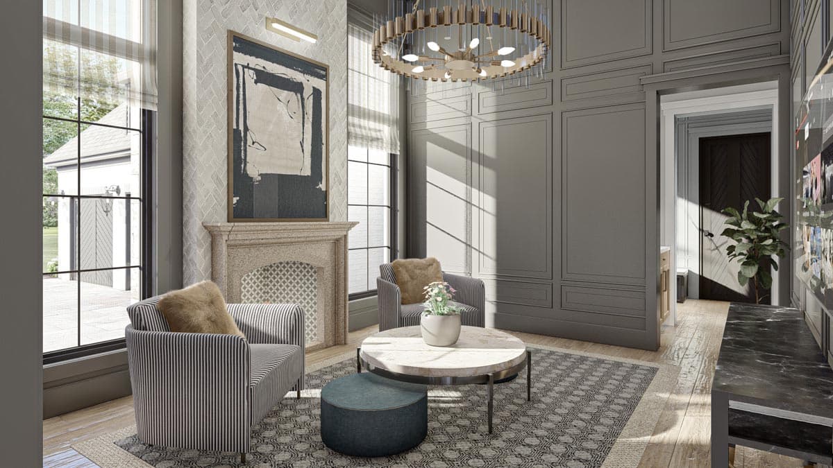 Plan 623157DJ: 5-Bed Transitional Home Plan Under 5500 Square Feet with Courtyard Parking for 6 Cars - Image #14 - Contemporary, Country, European, Southern, Transitional