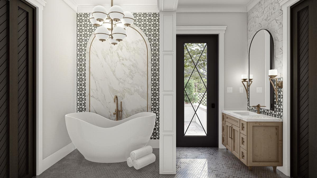 Plan 623157DJ: 5-Bed Transitional Home Plan Under 5500 Square Feet with Courtyard Parking for 6 Cars - Image #29 - Contemporary, Country, European, Southern, Transitional