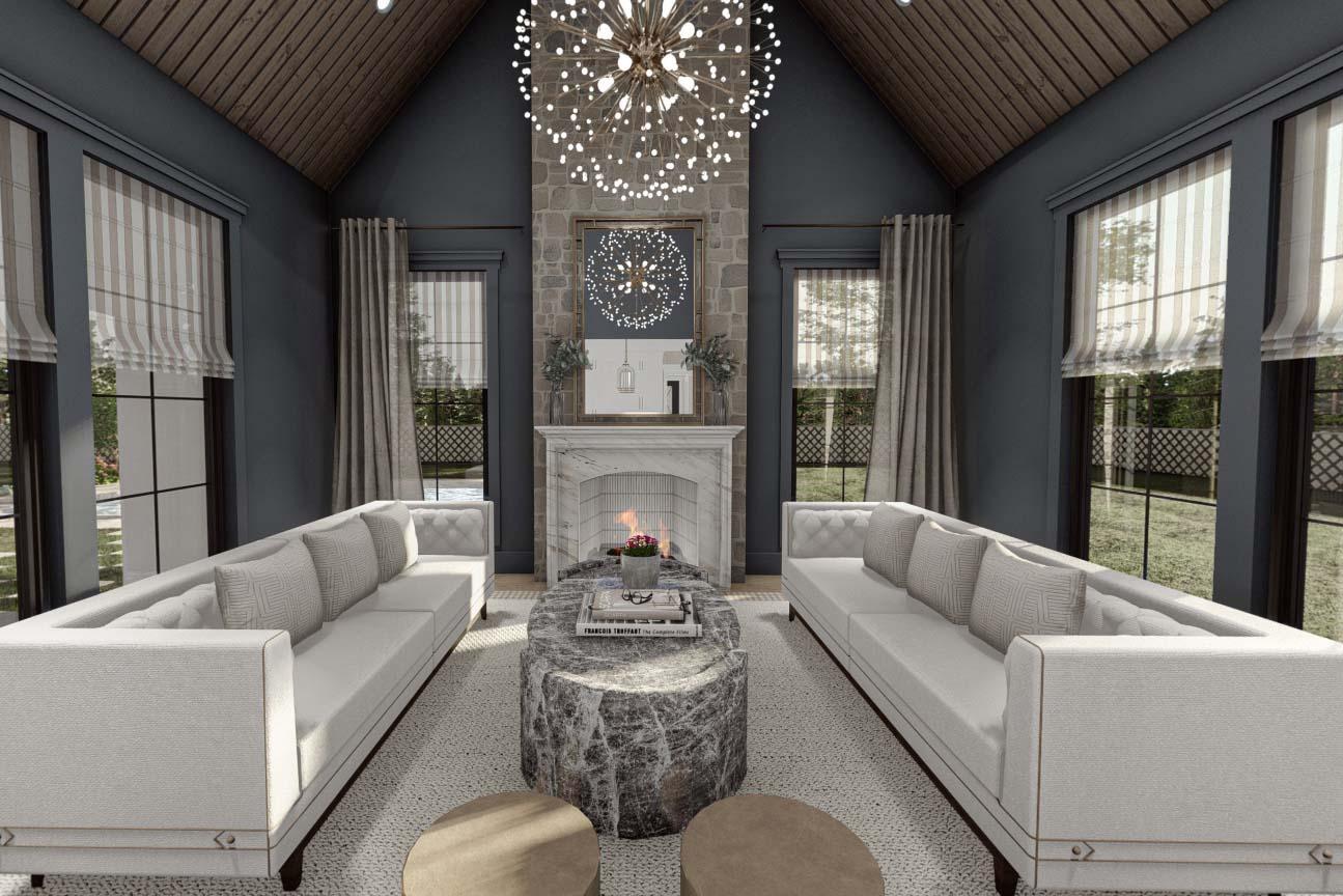 Plan 623157DJ: 5-Bed Transitional Home Plan Under 5500 Square Feet with Courtyard Parking for 6 Cars - Virtual Tour Cover Image - Contemporary, Country, European, Southern, Transitional