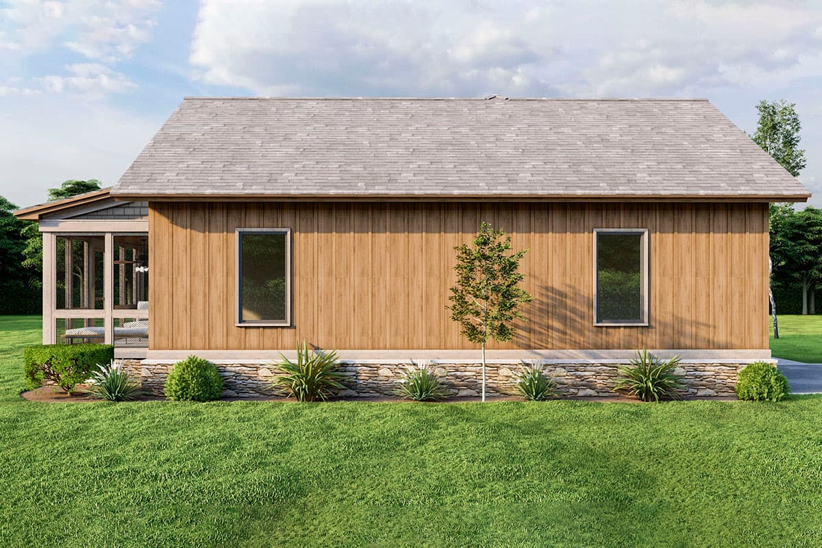 Plan 70826MK: Rustic 2-Bed Cottage House Plan Under 1100 Square Feet with Vaulted Great Room - Image #12 - Cottage, Country, Mountain, Rustic, Vacation