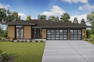 4-Bed Mid-Century Modern House Plan with 3-Car Garage Under 2700 Square Feet