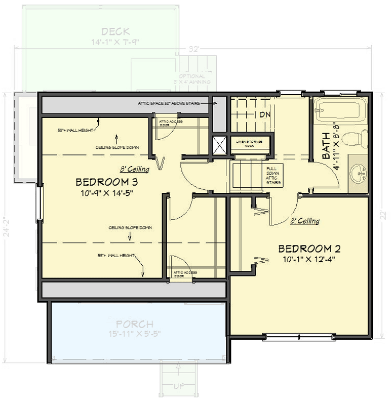 Plan 430823SNG: 1121 Square Foot Farmhouse Cottage with 3 Bedrooms - Floor Plan - 2nd Floor - Cottage, Country, Farmhouse, Modern Farmhouse, New American