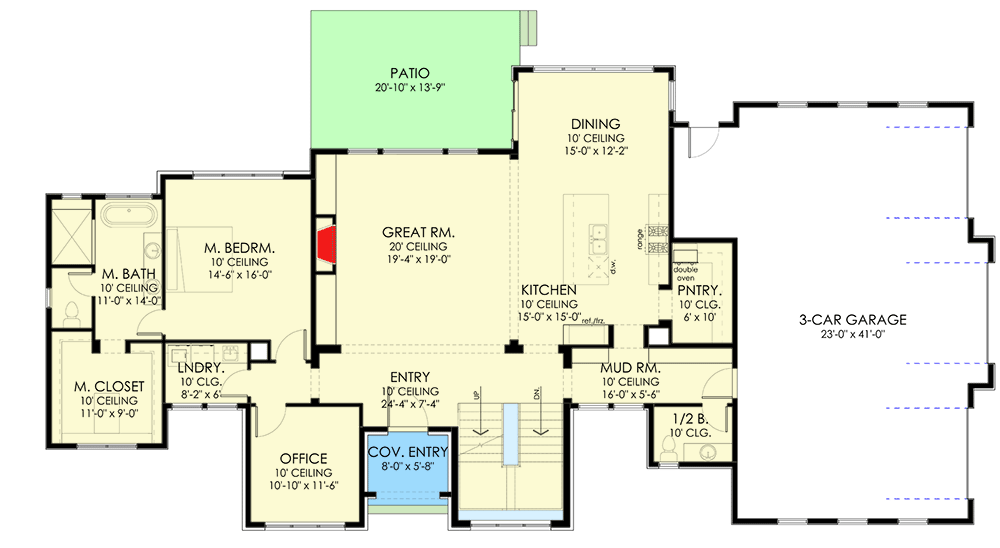 Plan 490076NAH: Transitional Home Plan with 4000 Square Feet of Living Space Across Two Floors - Floor Plan - Main Level - European, Transitional