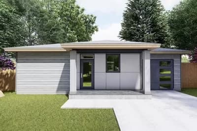 600 Square Foot One-Bed Contemporary Prairie-Style House Plan
