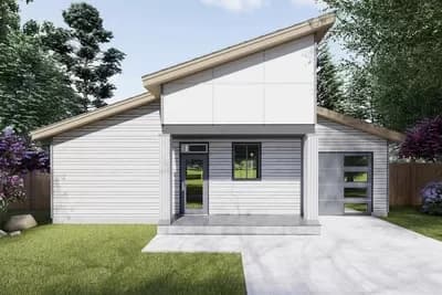 600 Square Foot One-Bed Modern Home Plan with 1 Bed and a 1 Car Garage