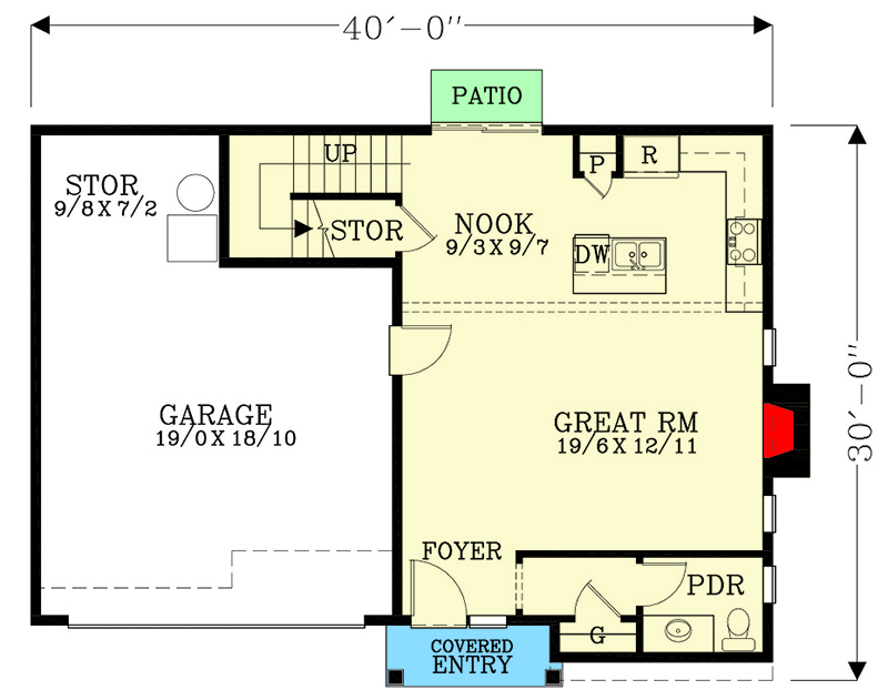 Plan 28009J: New American Craftsman Plan with 4 Beds and Over 1600 Square Feet of Living Area - Floor Plan - Main Level - Country, Craftsman, New American