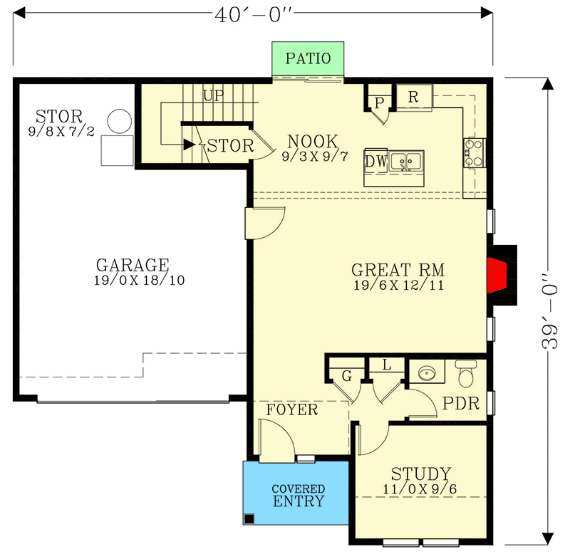 Plan 28010J: Expanded 4-Bed New American Home Plan with Over 1800 Square Feet of Living Area - Floor Plan - Main Level - Craftsman, New American, Northwest