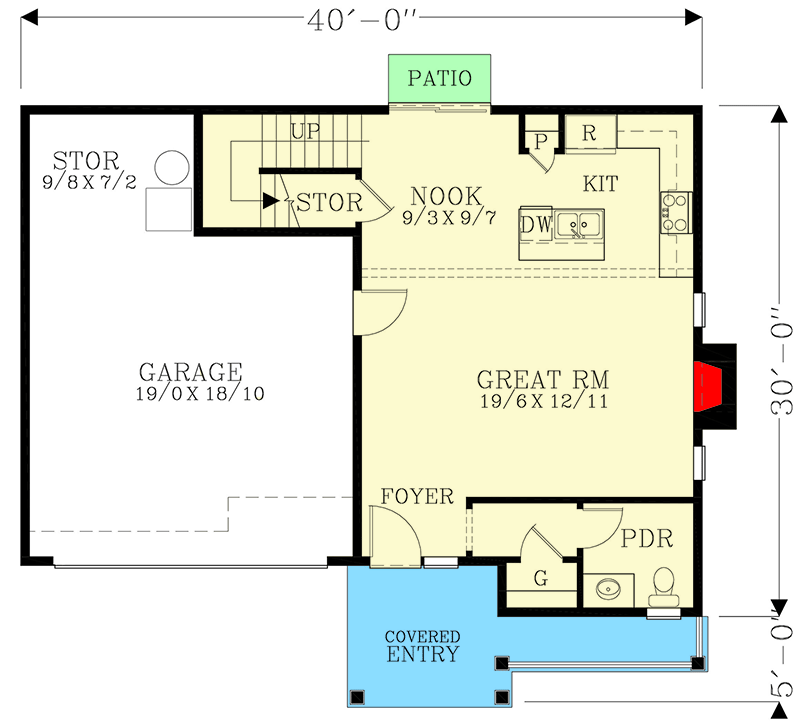 Plan 28011J: New American Craftsman Plan with 3 Upstairs Bedroom and a 2-Car Garage with Storage - Floor Plan - Main Level - Craftsman, New American