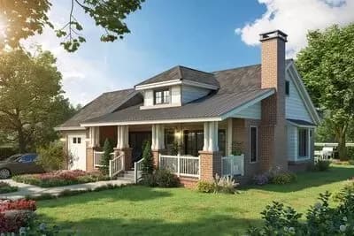 2-Bed Country Cottage House Plan with Single Bay Garage - 1166 Sq Ft 
