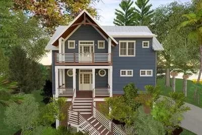 Coastal Stilt House Plan with Elevator and Second-level Living Space