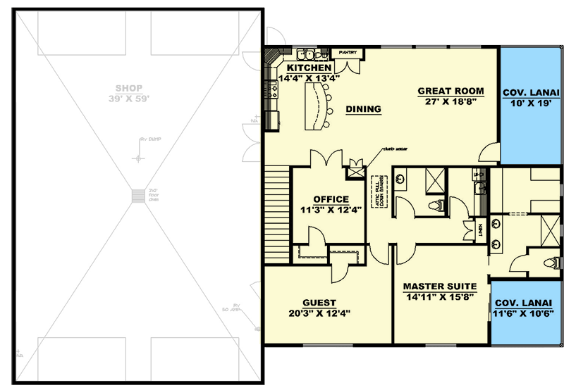Plan 35556GH: 3200 Square Foot Shouse Plan with 2400 Square Foot Shop Plus a 3-Car Garage - Floor Plan - 2nd Floor - Barndominium, Country, Rustic