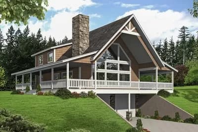 Mountain Country House Plan with Drive-Under Garage and Shop - 2113 Sq Ft