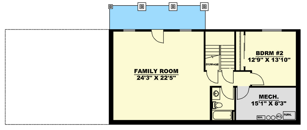 Plan 35566GH: 2300 Square Foot Traditional Ranch with Lower Level Family Room with Outdoor Access - Floor Plan - Lower Level - Ranch, Traditional