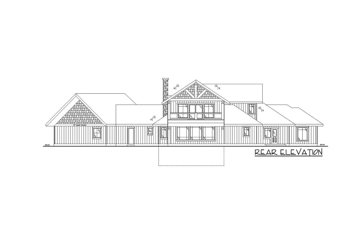Plan 350000GH: 5600 Square Foot Mountain Craftsman with Angled 2-Car Garage and Upstairs Rec Room - Image #4 - Craftsman, Mountain, Rustic