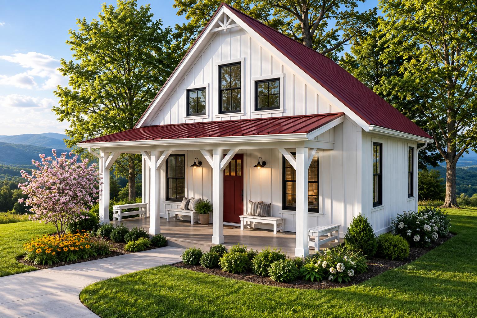 Plan 430825SNG: 750 Square Foot Farmhouse-style ADU with 2-Story Living Room - Image #1 - Cottage, Country, Farmhouse, Traditional
