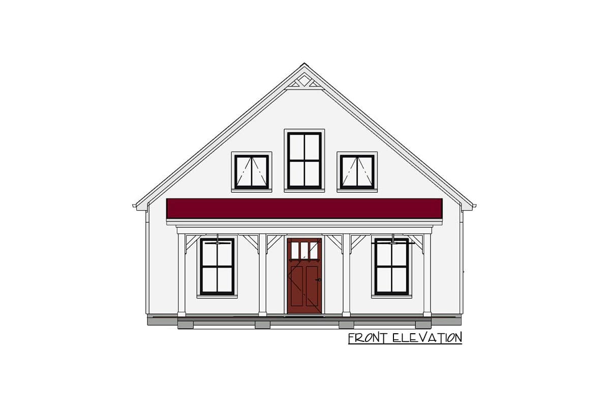 Plan 430825SNG: 750 Square Foot Farmhouse-style ADU with 2-Story Living Room - Image #19 - Cottage, Country, Farmhouse, Traditional