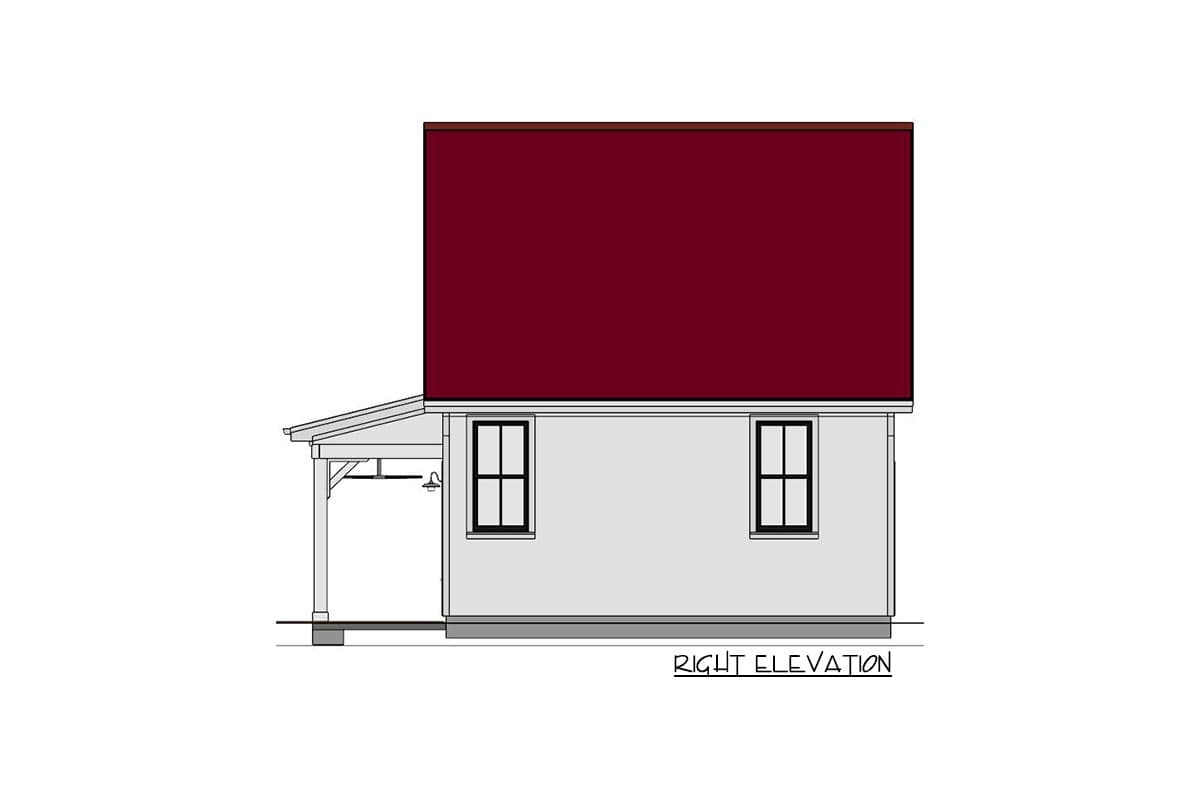 Plan 430825SNG: 750 Square Foot Farmhouse-style ADU with 2-Story Living Room - Image #22 - Cottage, Country, Farmhouse, Traditional