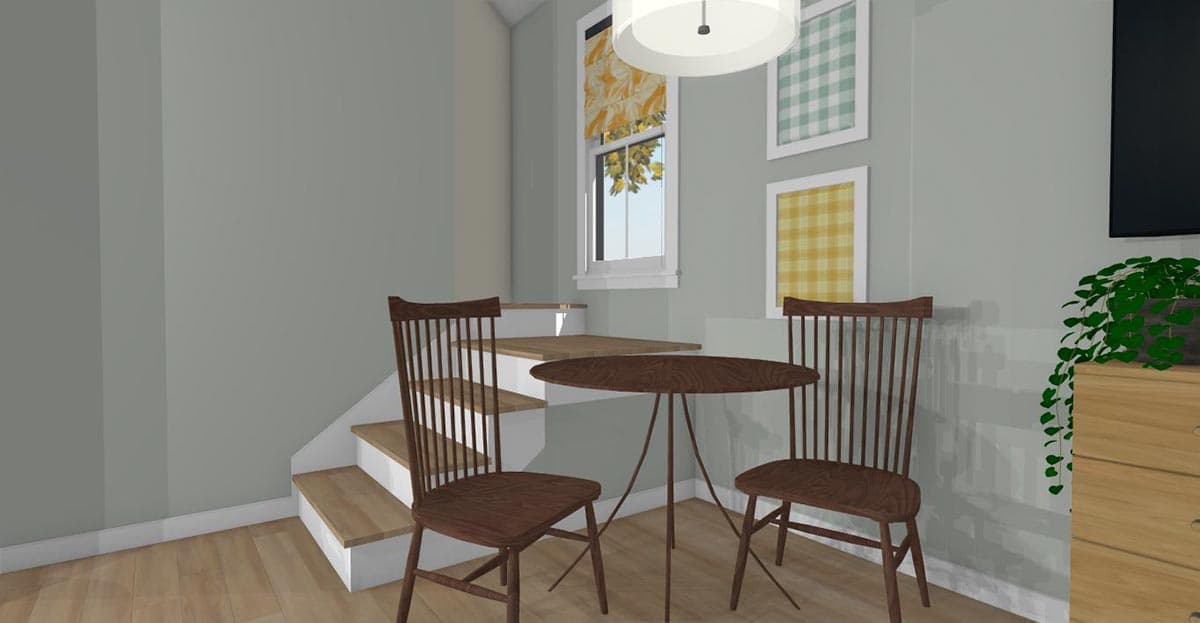 Plan 430825SNG: 750 Square Foot Farmhouse-style ADU with 2-Story Living Room - Image #4 - Cottage, Country, Farmhouse, Traditional