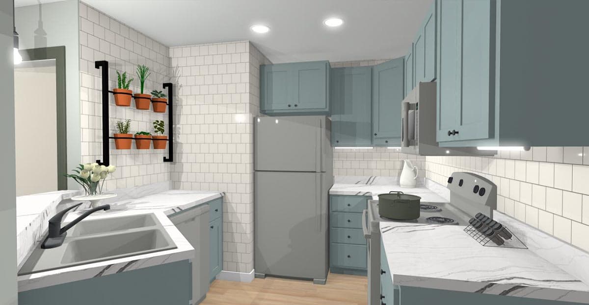 Plan 430825SNG: 750 Square Foot Farmhouse-style ADU with 2-Story Living Room - Image #8 - Cottage, Country, Farmhouse, Traditional