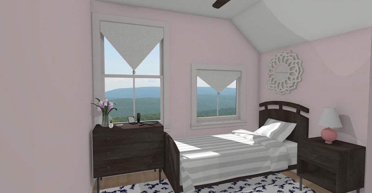 Plan 430825SNG: 750 Square Foot Farmhouse-style ADU with 2-Story Living Room - Image #12 - Cottage, Country, Farmhouse, Traditional