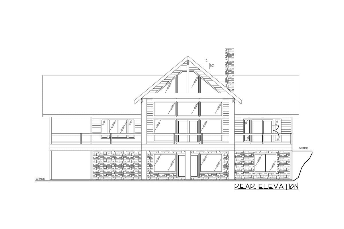 Plan 350002GH: 2400 Square Foot Mountain or Lake Home Plan with Massive Vaulted Deck - Image #4 - Contemporary, Mountain